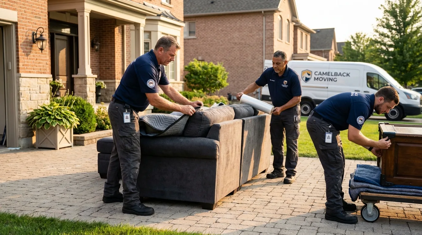 Large estate moving crew wrapping furniture in Greenfield, MO